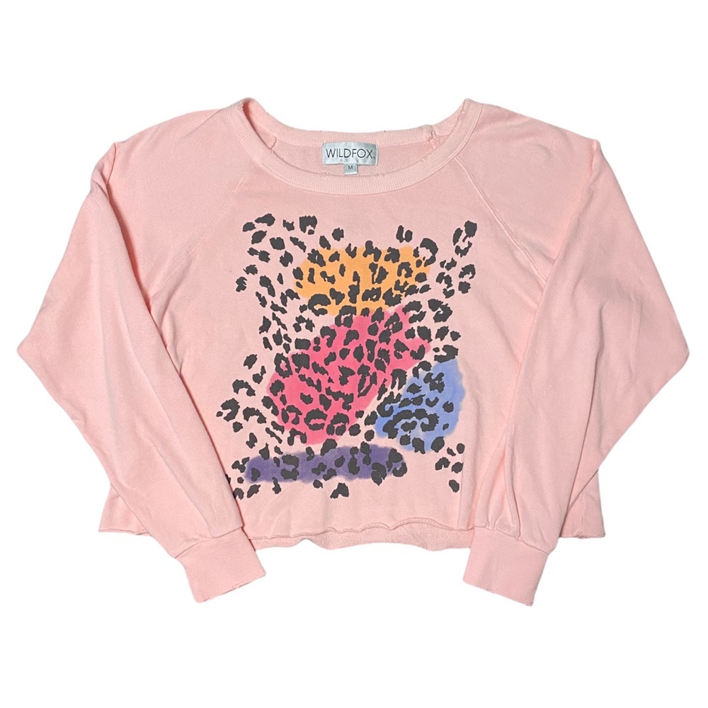 WILDFOX || Airbrush Leopard World Tour Crop in Crystal Rose - SZ Large 💗NWT💗
